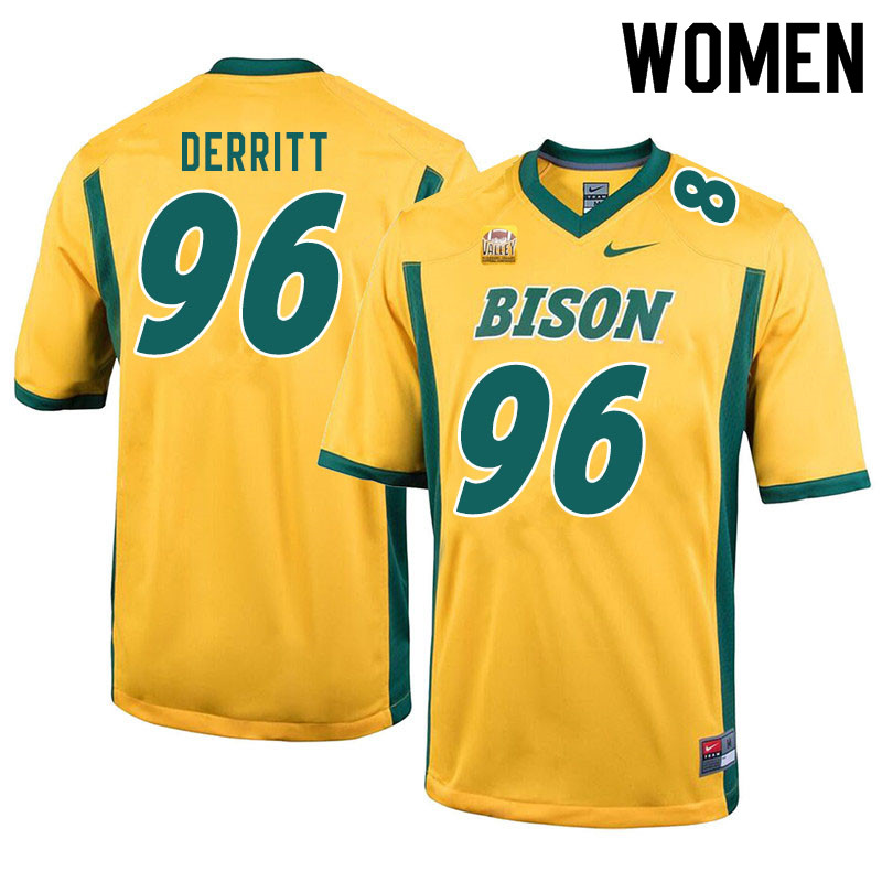 Women #96 Javier Derritt North Dakota State Bison College Football Jerseys Sale-Yellow